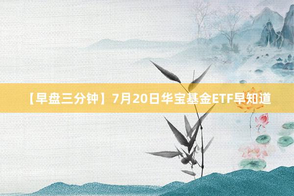 【早盘三分钟】7月20日华宝基金ETF早知道